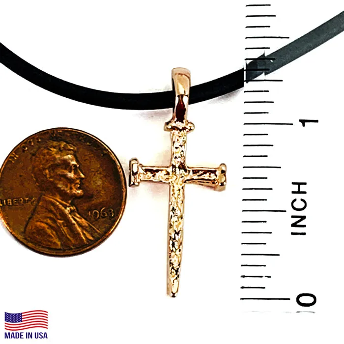 Nail Cross Rose Gold Metal Finish Necklace