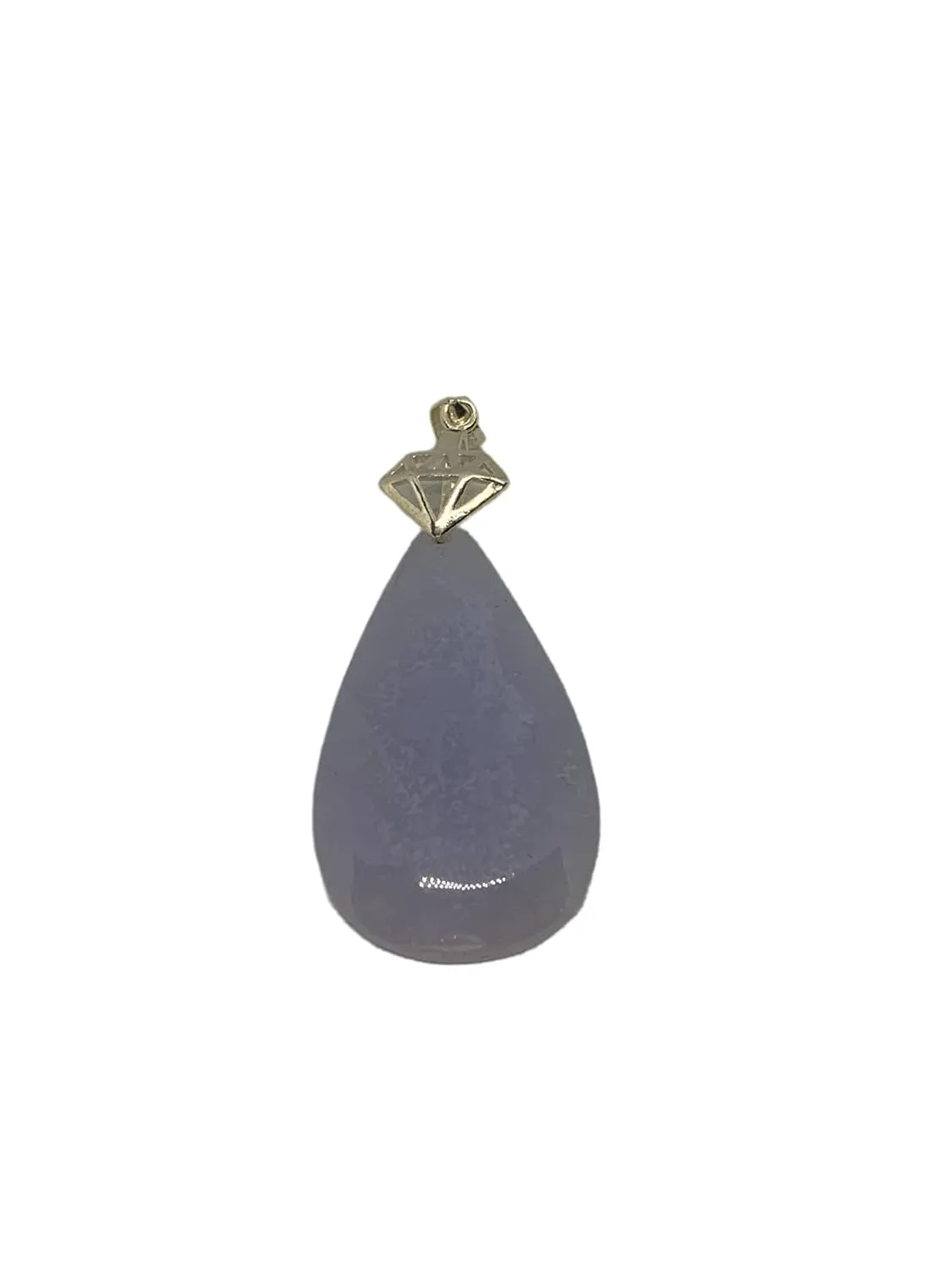 Natural Blue Chalcedony Gemstone Teardrop Pendant with Sterling Silver Crown Bale