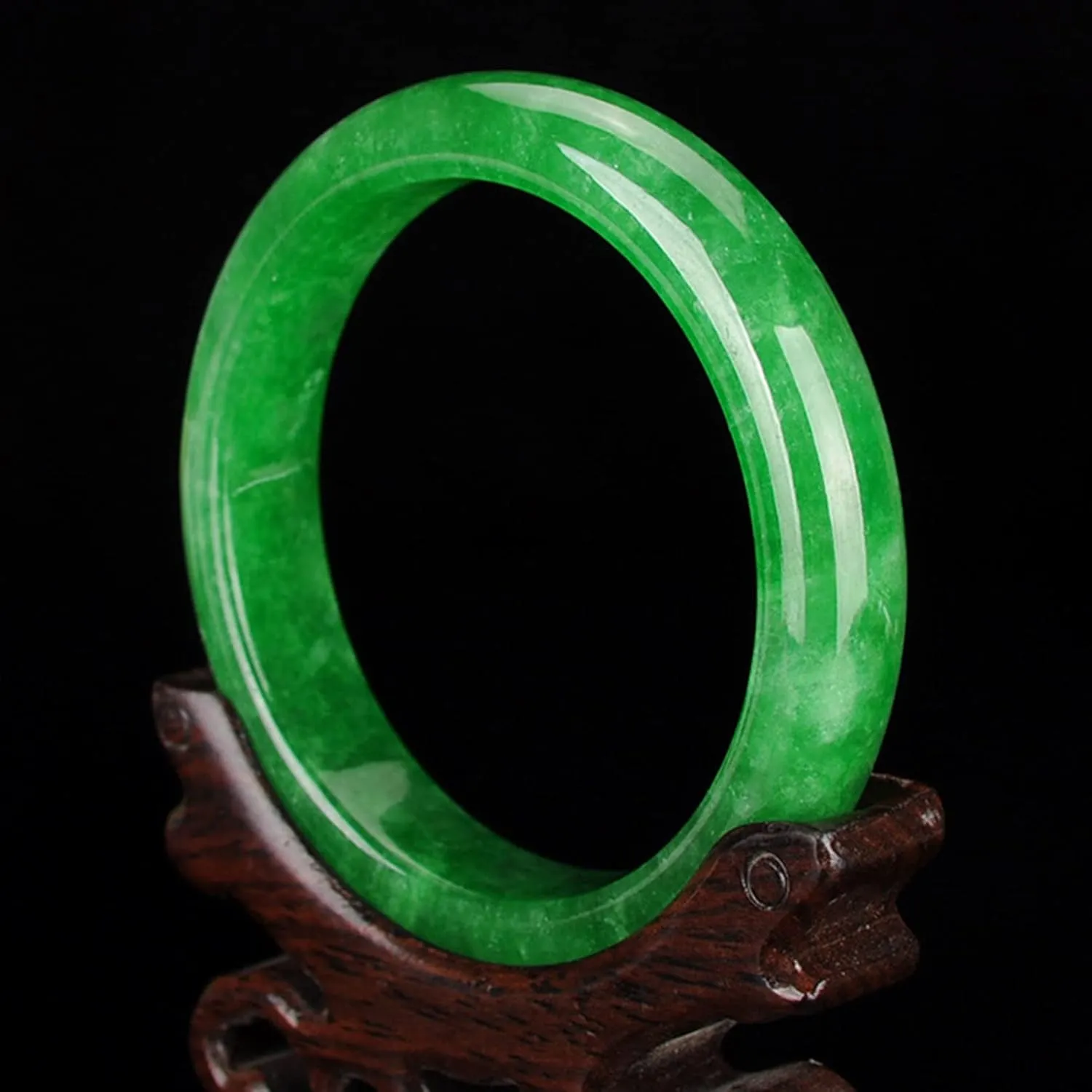 Natural Burmese Jade Bangle Bracelet for Women Genuine Green Jadeite Jewelry Gift for Grandma with Certificate (Size : 62mm)