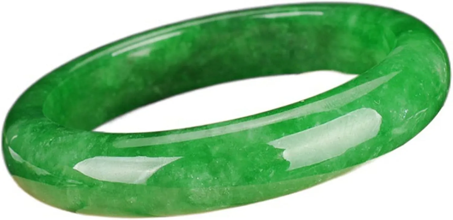 Natural Burmese Jade Bangle Bracelet for Women Genuine Green Jadeite Jewelry Gift for Grandma with Certificate (Size : 62mm)