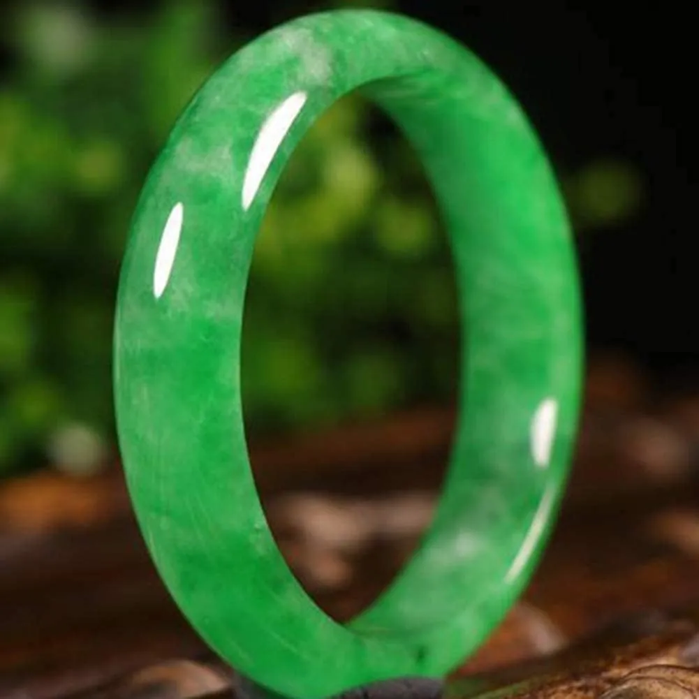 Natural Burmese Jade Bangle Bracelet for Women Genuine Green Jadeite Jewelry Gifts for Valentine's Day (Size : 54mm)