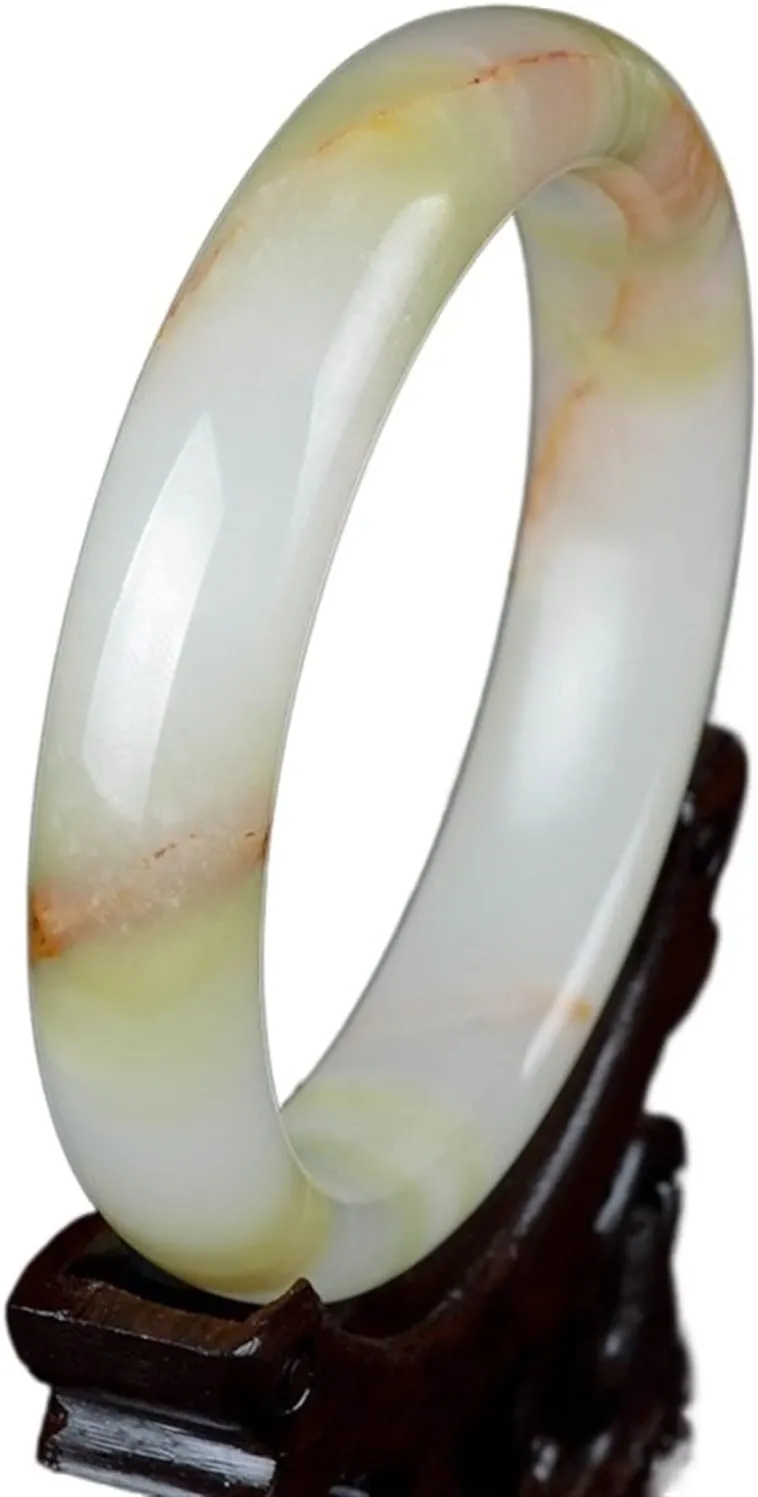 Natural Green Stone Bracelet Real Ice Silk Jades Bangle Bracelet Pretty Women Jades Jewelry Hand-Carved Bracelet (Gem Color : 61-62mm)