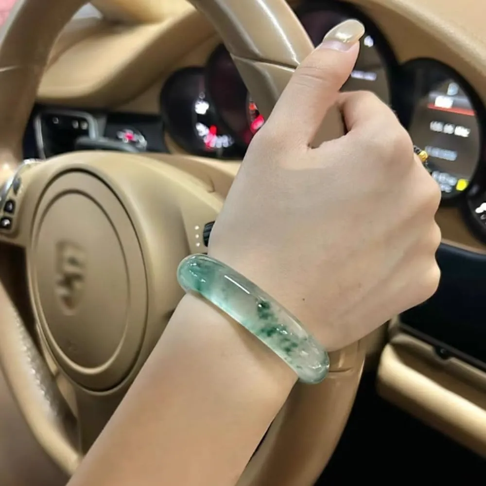 Natural Ice Type DulongYu Jade Drifting Green Bangle 58-62mm Fengshui Fashion Jade bracelet For Women Genuine