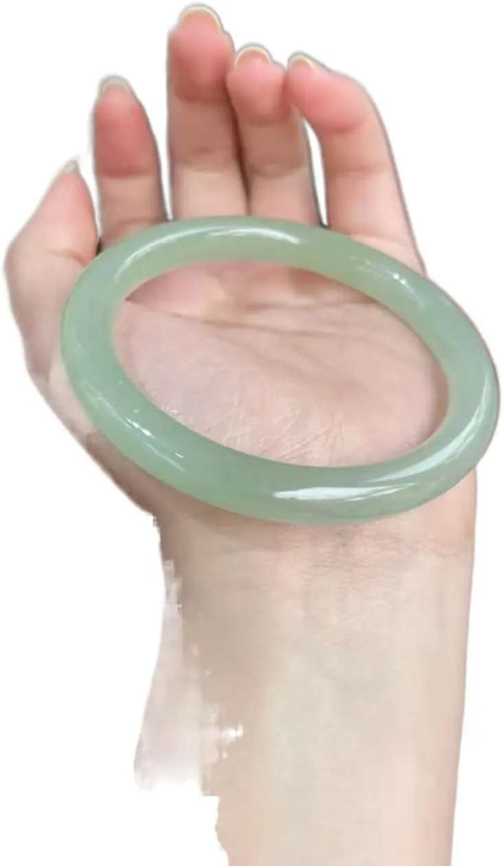 Natural Round Green Jade Bangles for Women Handcarved Jadeite Jade Bracelet Jade Bracelets for Woman Jade Jewelry Charm Bracelet (Gem Color : Inner Diameter 64mm)