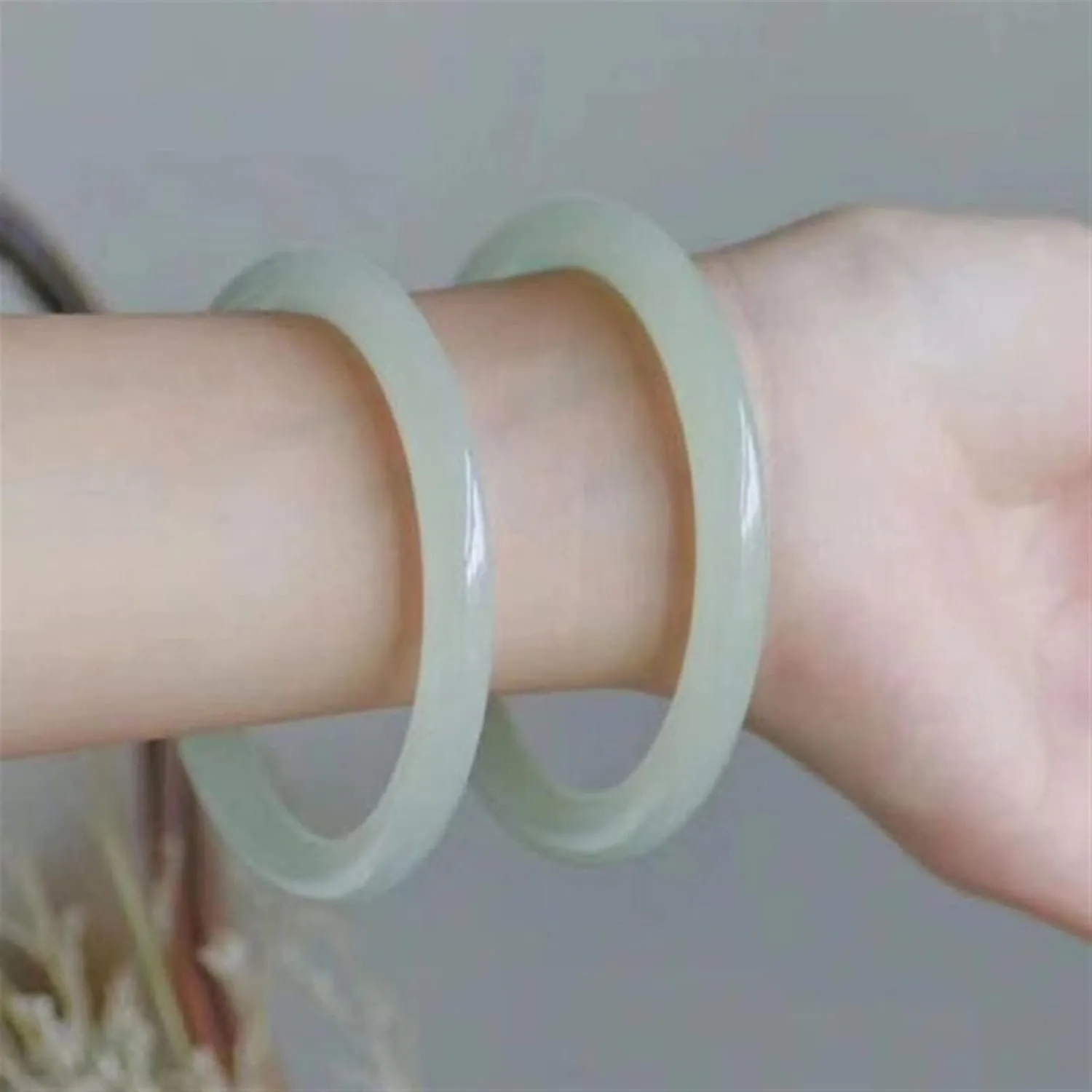 Natural White Jade Bracelet Women Real Chinese Jades Stone Accessories Jewellery Fashion Woman Fine Jewelry Bangles (Gem Color : 60mm)