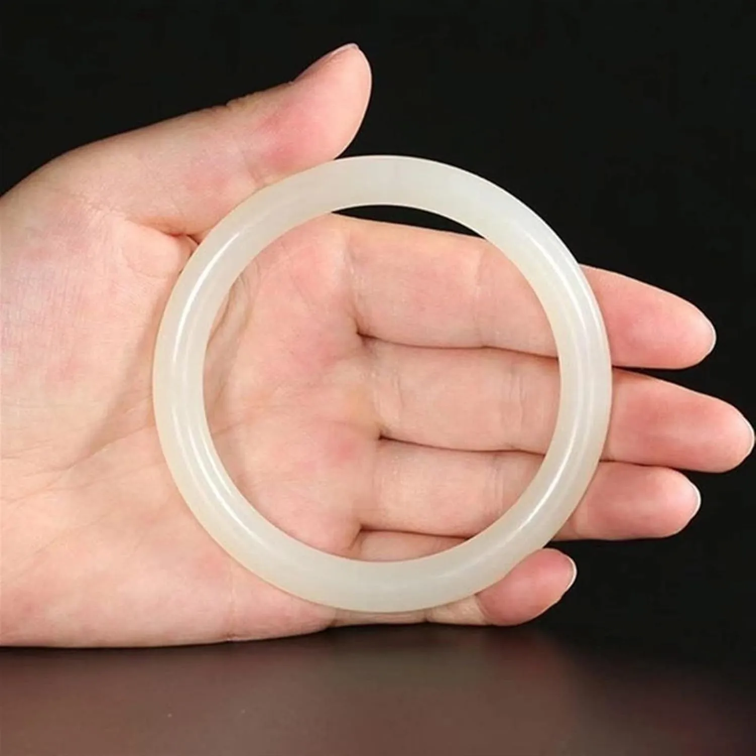 Natural White Jade Bracelet Women Real Chinese Jades Stone Accessories Jewellery Fashion Woman Fine Jewelry Bangles (Gem Color : 60mm)