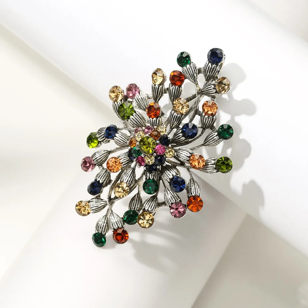New Arrival Rhinestone Large Flower Brooches for Women