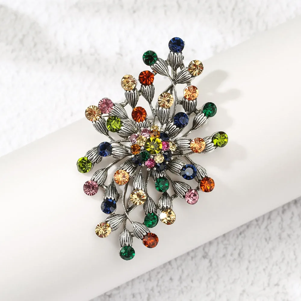New Arrival Rhinestone Large Flower Brooches for Women