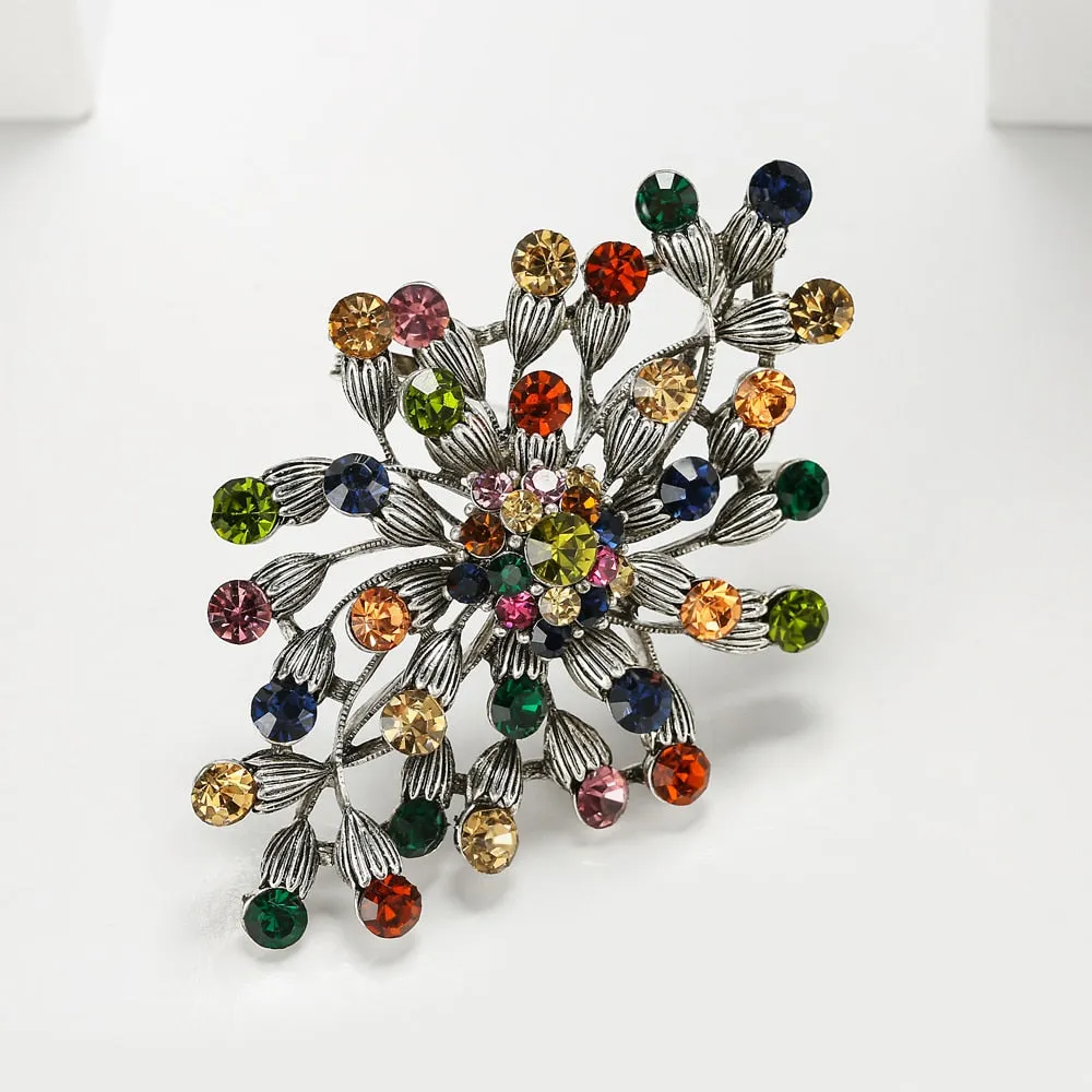 New Arrival Rhinestone Large Flower Brooches for Women