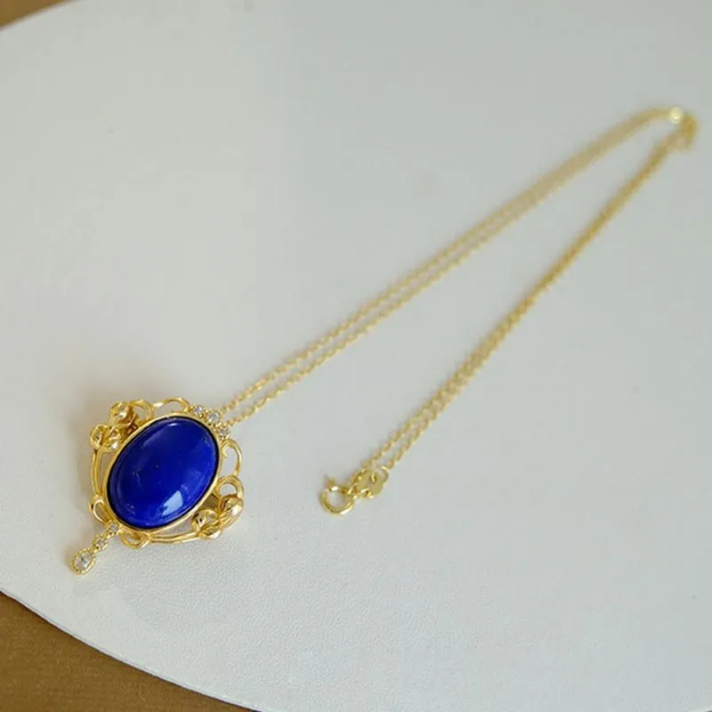 New exquisite lapis lazuli blue fan vintage brooches for women