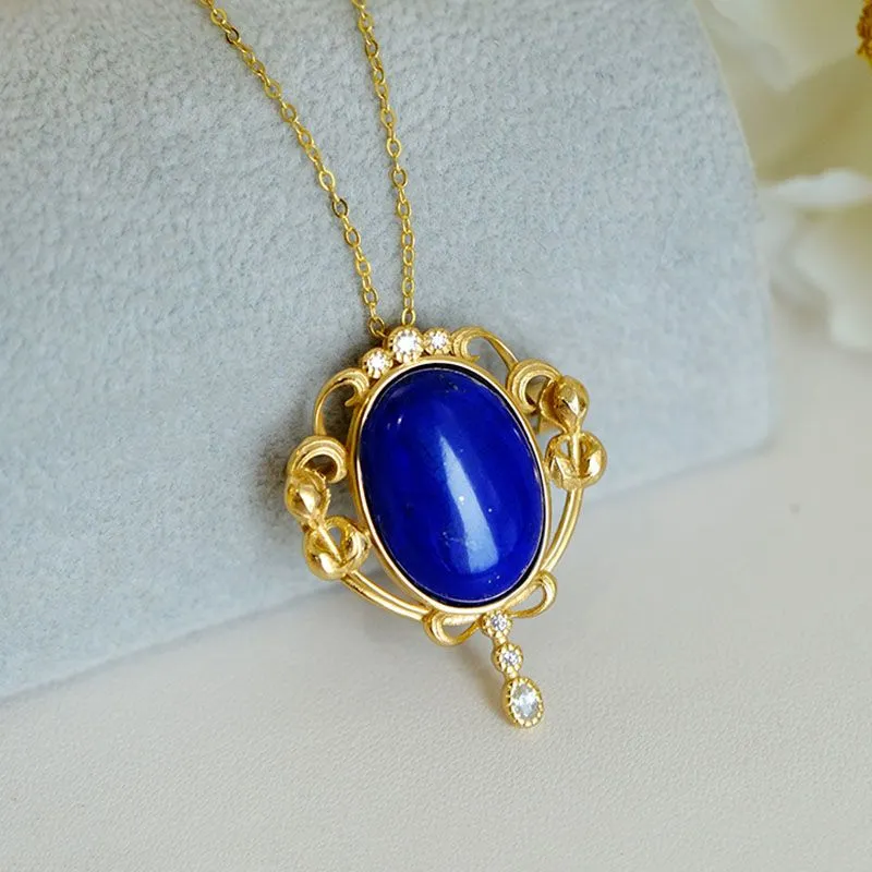 New exquisite lapis lazuli blue fan vintage brooches for women