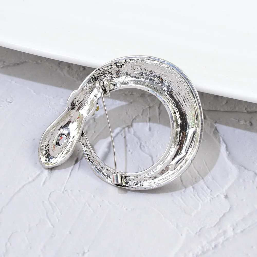 New Red Rhinestone Eye Snake Brooch Lapel Pins For Women And Men