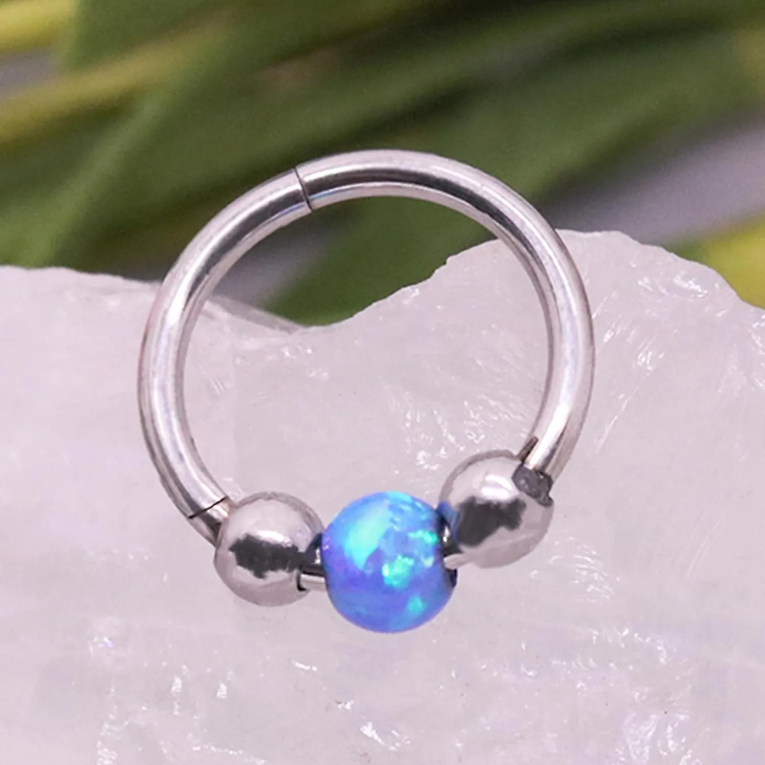 Nose Rings Hoops 316L Surgical Steel Septum Hoop Nose Ring Opal Nose Piercings Jewelry 18G Hinged Helix Rook Conch Cartilage Daith Tragus Earring for Women Men