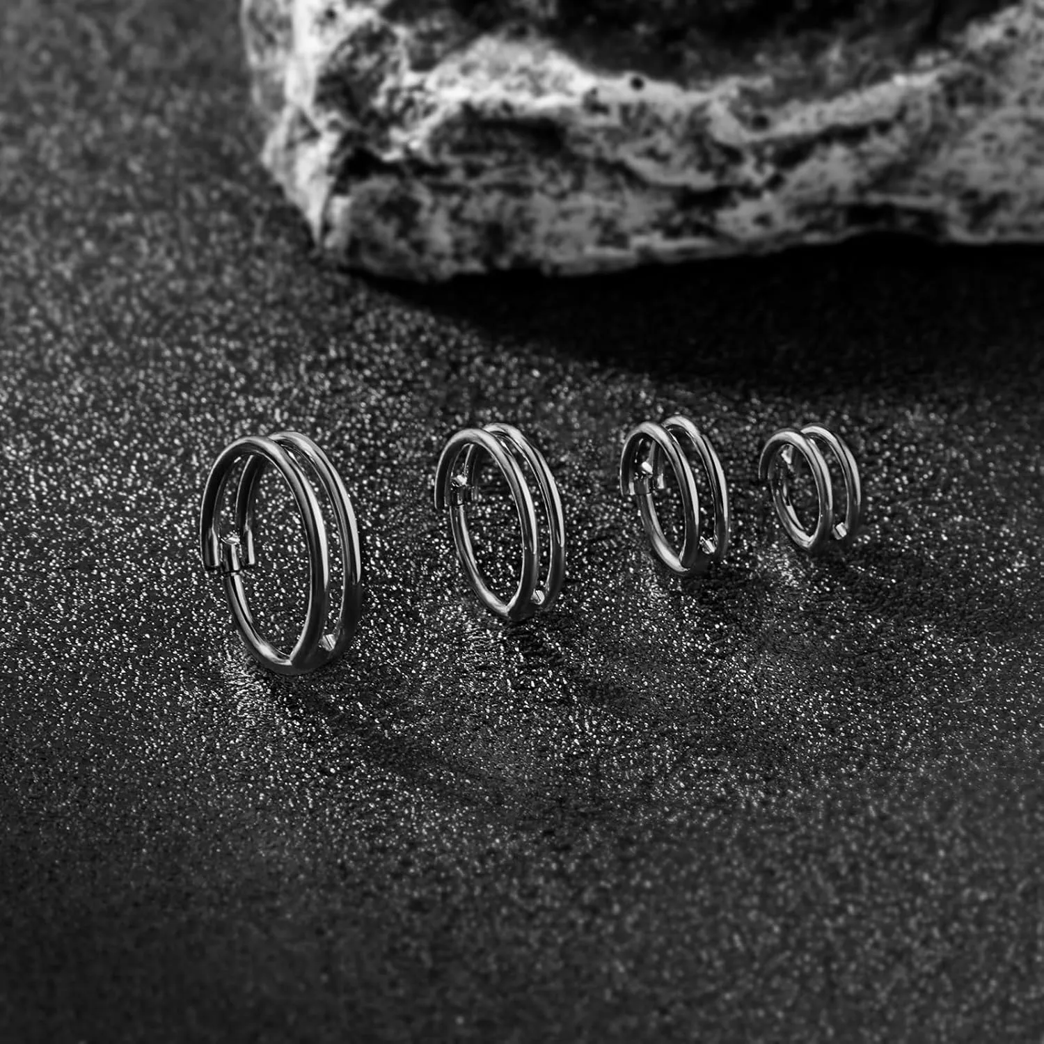 ONESING 16G/18G Double Septum Rings G23 Titanium Cartilage Hoop Earrings Helix Hoop Earring Stacked Conch Hoop Surgical Steel Piercing Jewelry Nose Rings Hoops for Women Men