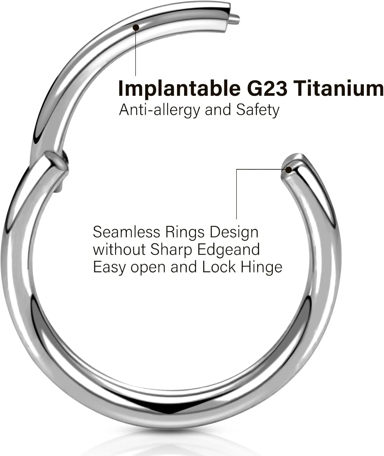 ONESING 16G/18G Double Septum Rings G23 Titanium Cartilage Hoop Earrings Helix Hoop Earring Stacked Conch Hoop Surgical Steel Piercing Jewelry Nose Rings Hoops for Women Men