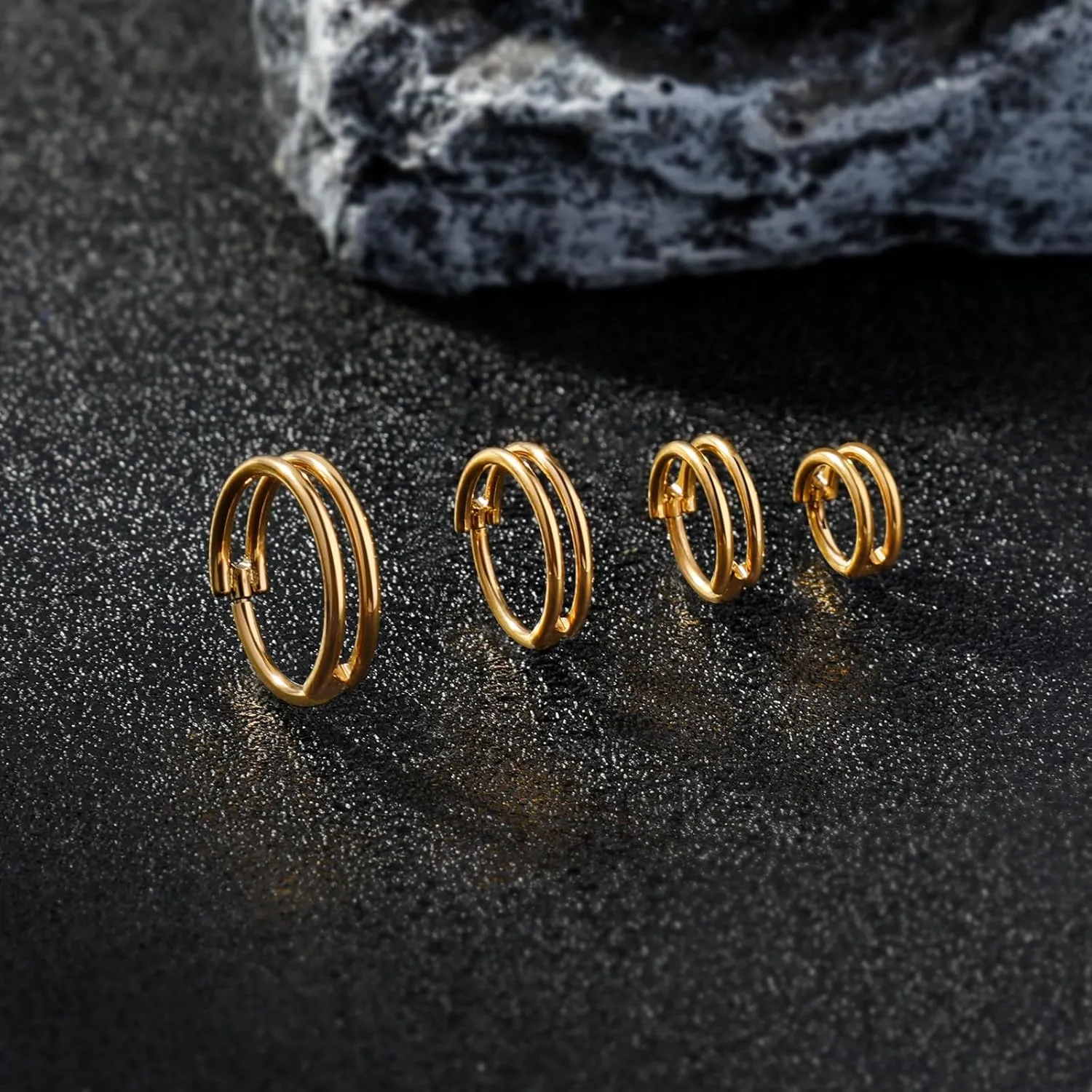 ONESING 16G/18G Double Septum Rings G23 Titanium Cartilage Hoop Earrings Helix Hoop Earring Stacked Conch Hoop Surgical Steel Piercing Jewelry Nose Rings Hoops for Women Men