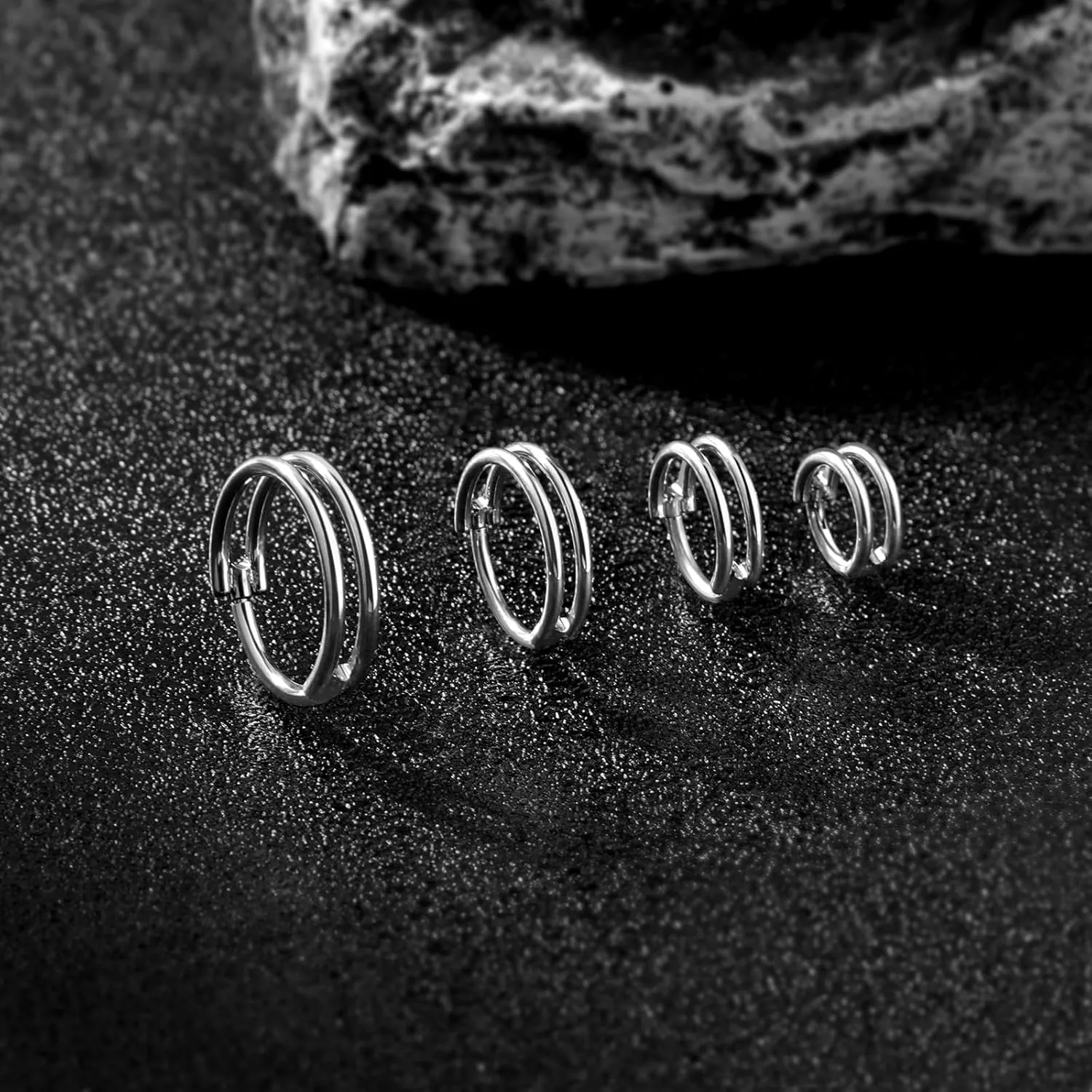 ONESING 16G/18G Double Septum Rings G23 Titanium Cartilage Hoop Earrings Helix Hoop Earring Stacked Conch Hoop Surgical Steel Piercing Jewelry Nose Rings Hoops for Women Men