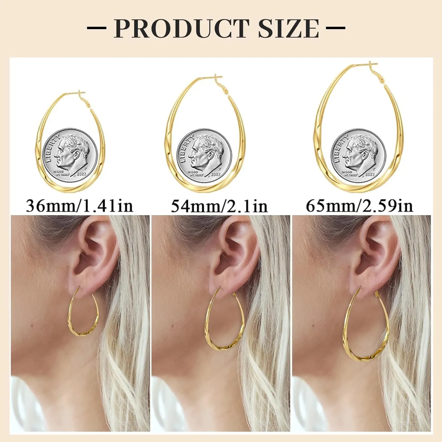 PABBEU Silver Hoop Earrings for Women Oval Hypoallergenic 925 Sterling Silver Hoop Earrings Lightwieght Large Hoops Earring for Women Trendy
