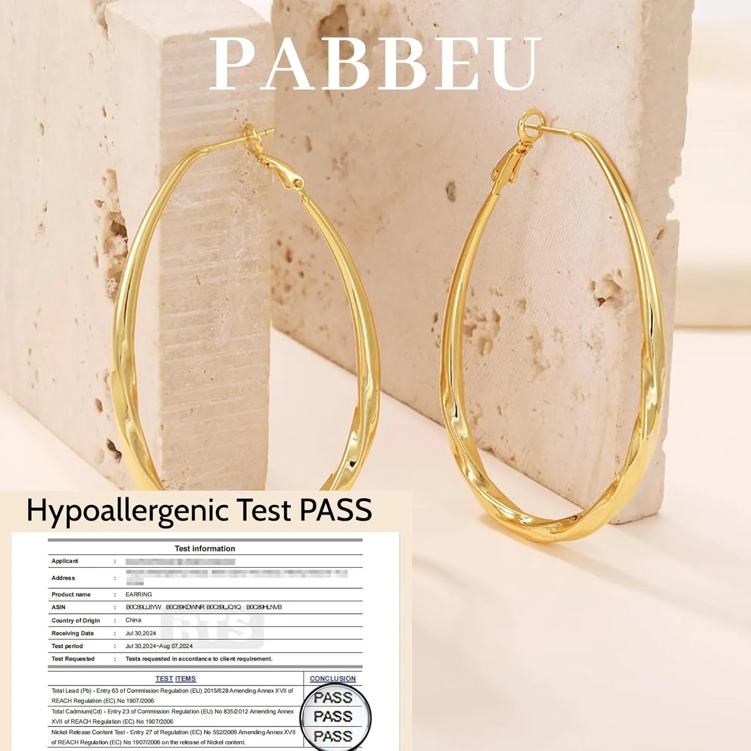 PABBEU Silver Hoop Earrings for Women Oval Hypoallergenic 925 Sterling Silver Hoop Earrings Lightwieght Large Hoops Earring for Women Trendy