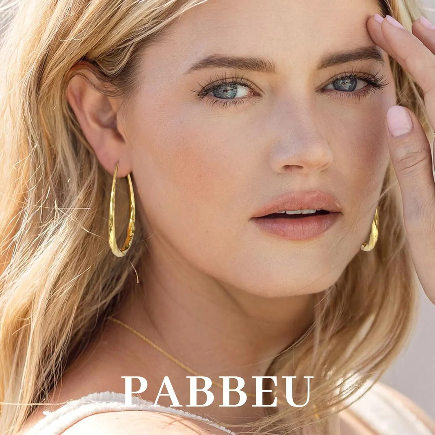 PABBEU Silver Hoop Earrings for Women Oval Hypoallergenic 925 Sterling Silver Hoop Earrings Lightwieght Large Hoops Earring for Women Trendy