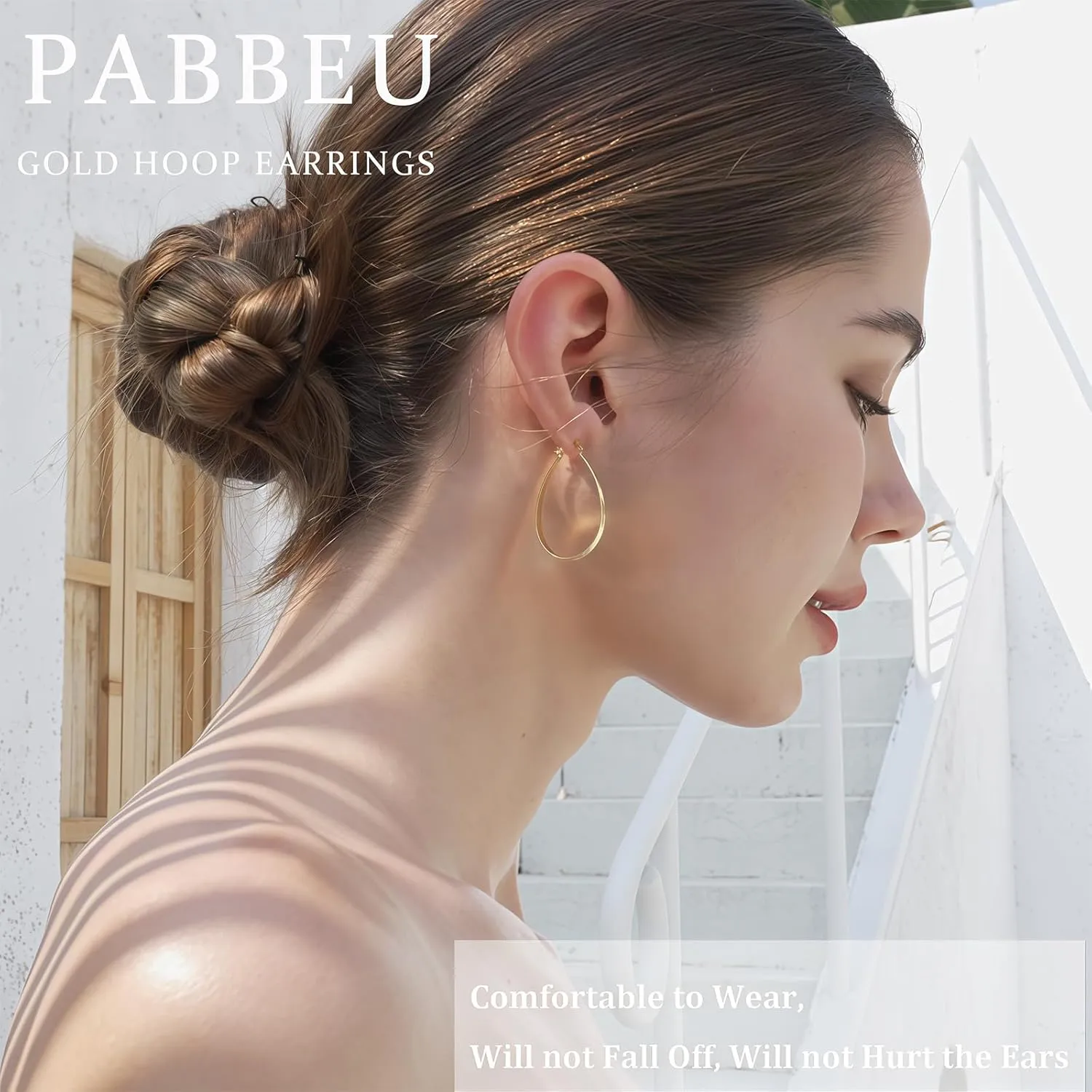 PABBEU Sterling Silver Hoop Earrings for Women, Lightweight Large Oval Hoops Earrings, Hypoallergenic Silver Hoop Earring for Women Gifts 30/40/50/60MM