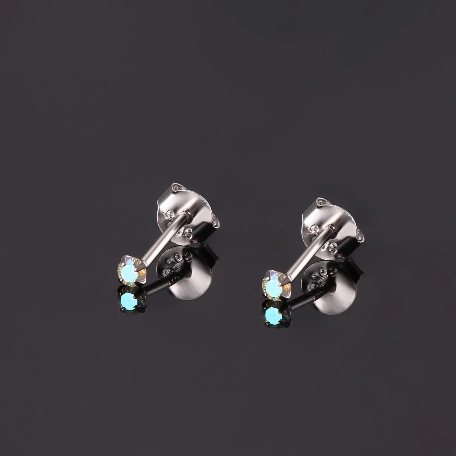 PATISORNA 925 Sterling Silver Long Post Earrings for Thick Earlobes | 2mm Tiny Cubic Zirconia Small Stud Earrings for Women Men Hypoallergenic
