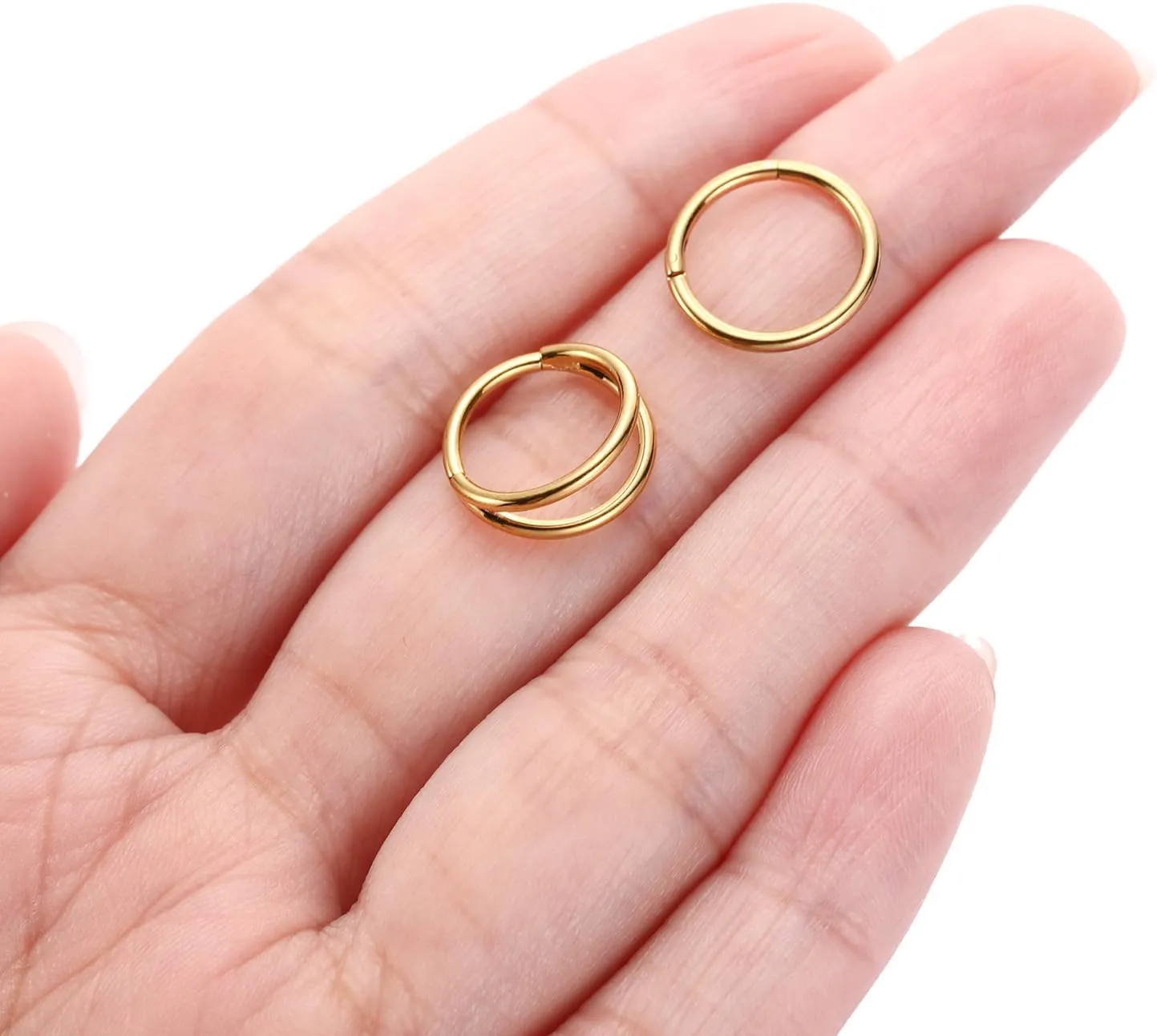 PEAKLINK G23 Titanium Double Nose Hoo Ring Septum Jewelry 20G/18G/16G Helix Daith Rook Tragus Cartilage Conch Hoop Earring Hinged Segment Piercing Jewelry for Women Men 6mm to 12mm