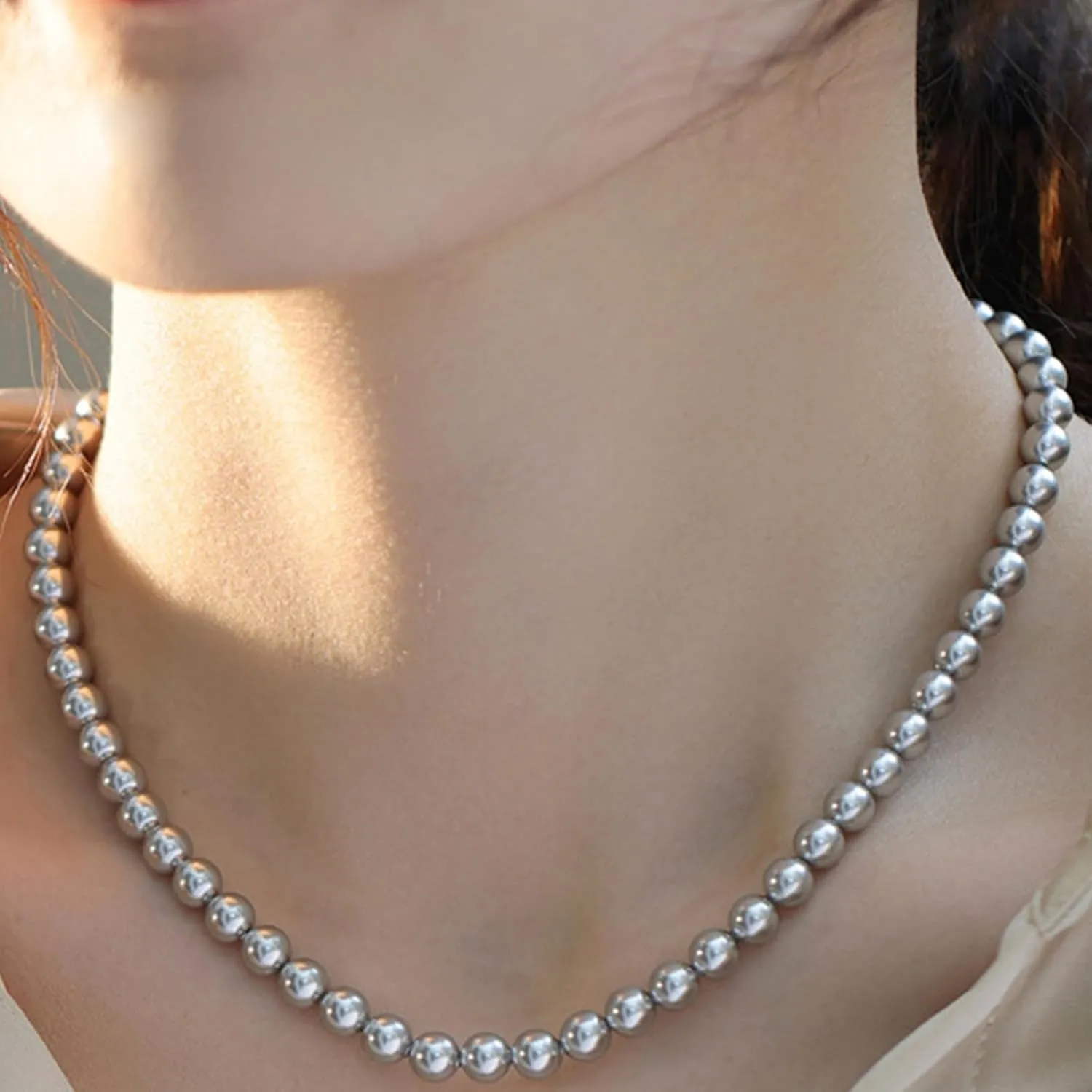 Pearl Necklaces for Women,8mm Pearl Necklace and Earring Bracelet Jewelry Set for Women Men Wedding Birthday Valentine Christmas Day Gifts