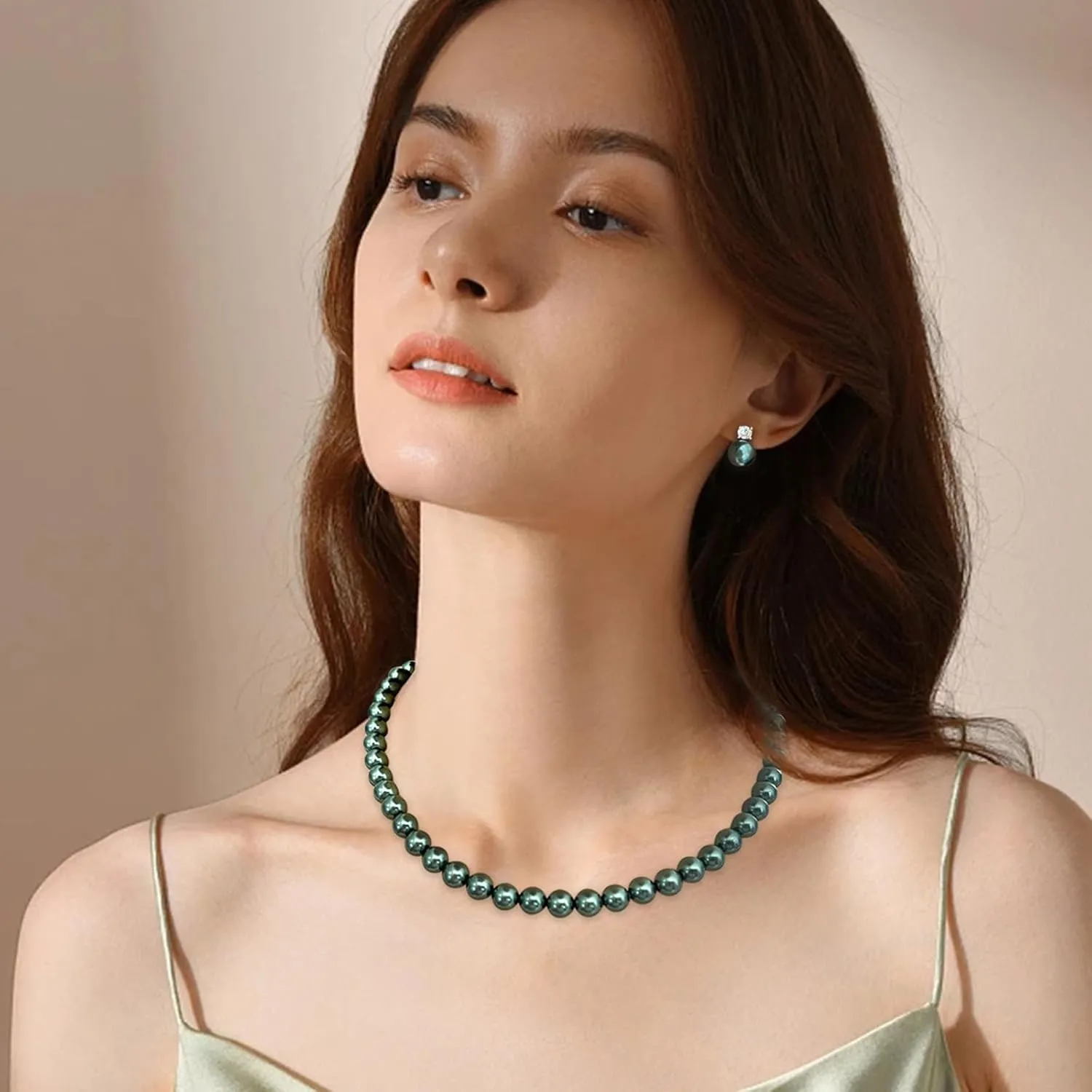 Pearl Necklaces for Women,8mm Pearl Necklace and Earring Bracelet Jewelry Set for Women Men Wedding Birthday Valentine Christmas Day Gifts