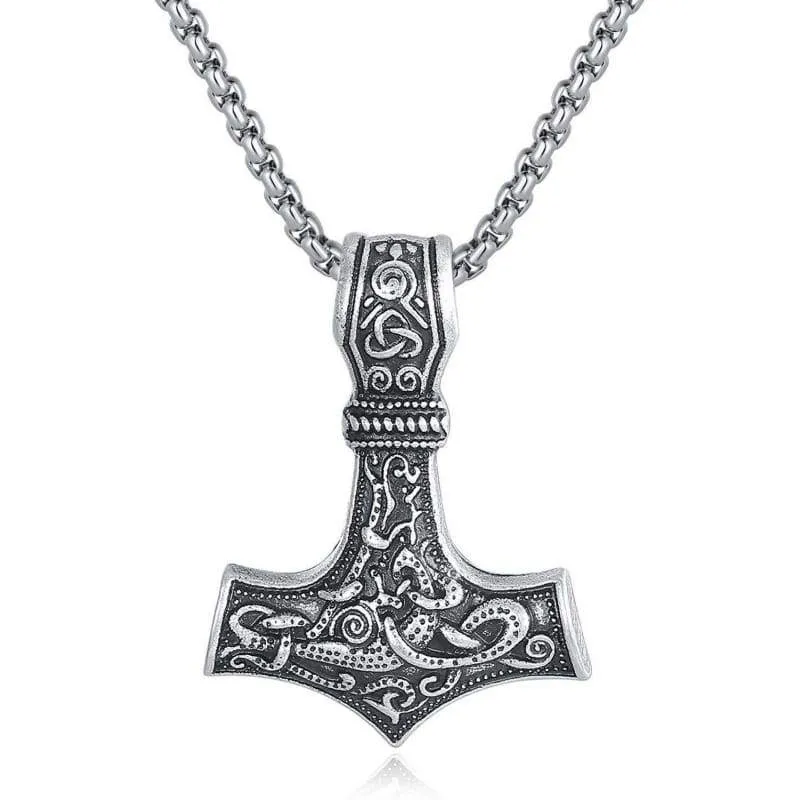 Pewter Viking Necklace Norse Amulet Pendant Necklace Celtic Pagan Jewelry Viking Gift Jewelry