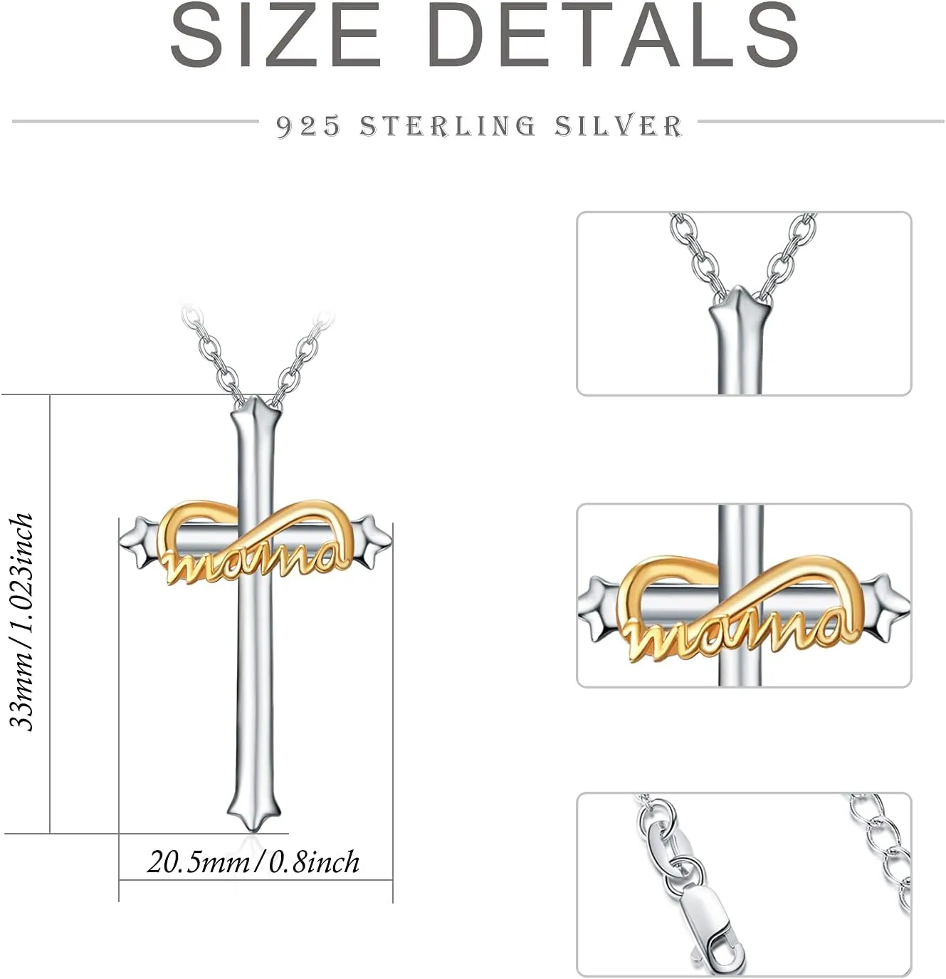 PRAYMOS 925 Sterling Silver Cross Necklace for Women Men Crucifix Cross Pendant Necklaces Simple Jewelry Gifts