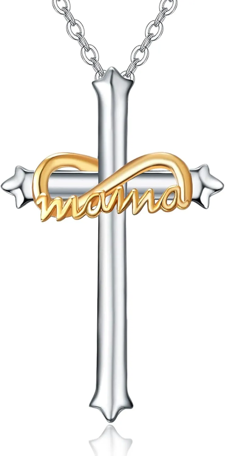 PRAYMOS 925 Sterling Silver Cross Necklace for Women Men Crucifix Cross Pendant Necklaces Simple Jewelry Gifts