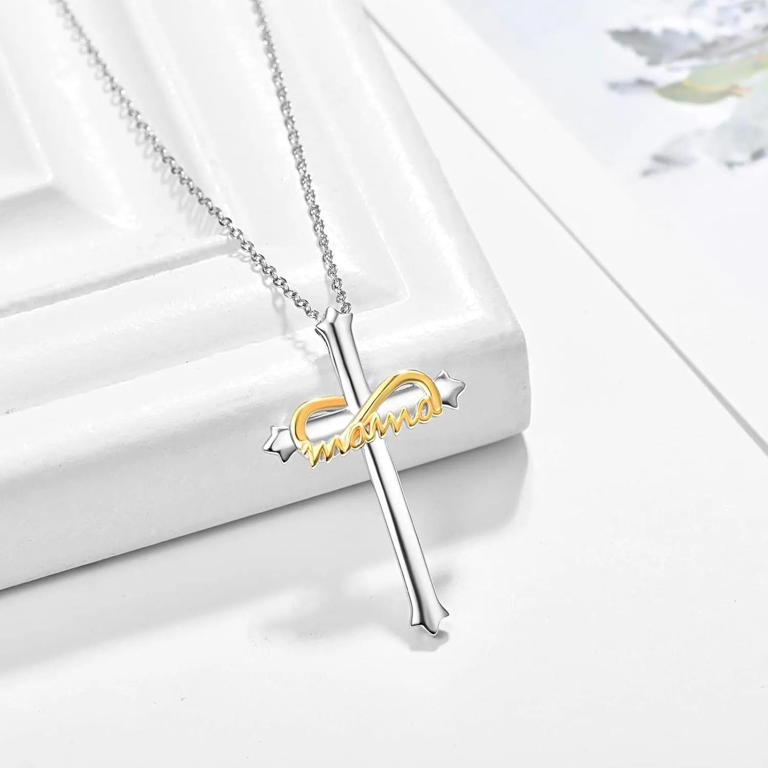 PRAYMOS 925 Sterling Silver Cross Necklace for Women Men Crucifix Cross Pendant Necklaces Simple Jewelry Gifts