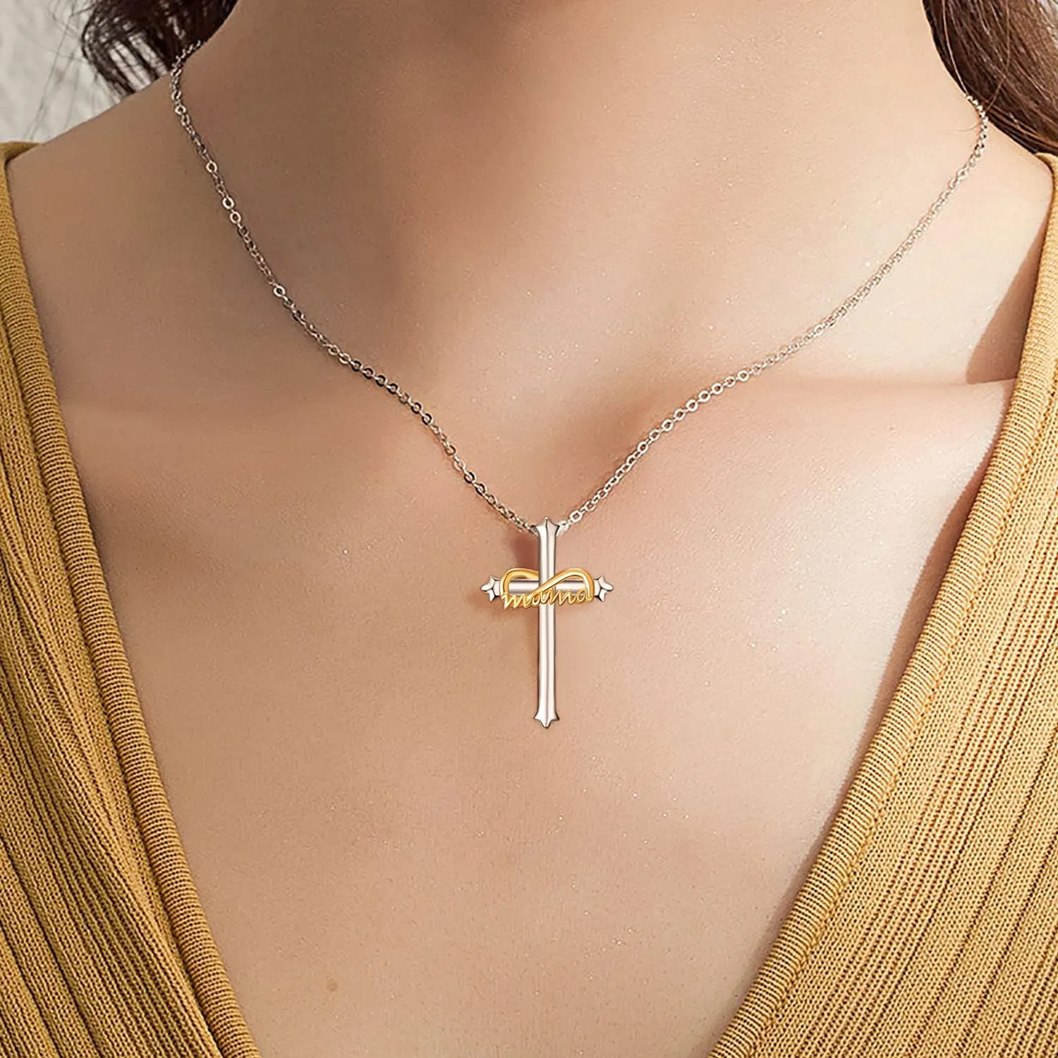 PRAYMOS 925 Sterling Silver Cross Necklace for Women Men Crucifix Cross Pendant Necklaces Simple Jewelry Gifts