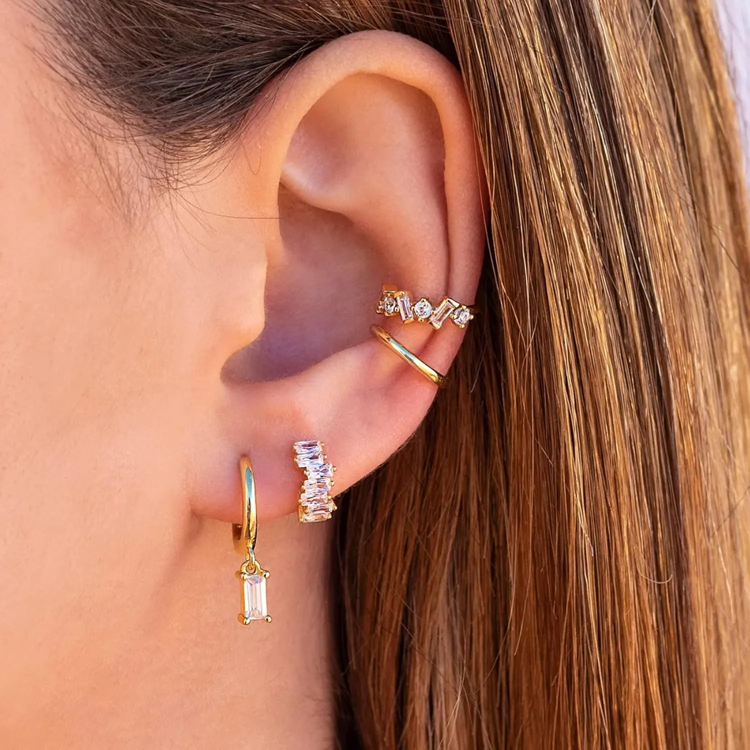 PRETOLE 925 Sterling Silver Hoop Earrings for Women Gold Huggie Hoop Earrings Hypoallergenic Lightweight 14K Gold Plated Mini Hoop Earrings with Cubic Zirconia Small Gold Cartilage Hoops for Women