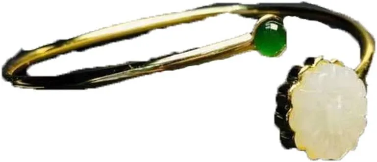 Pure Natural 925 Silver WADA Jade Sun Flower Lucky Bracelet Jewelry Gift with Certificate