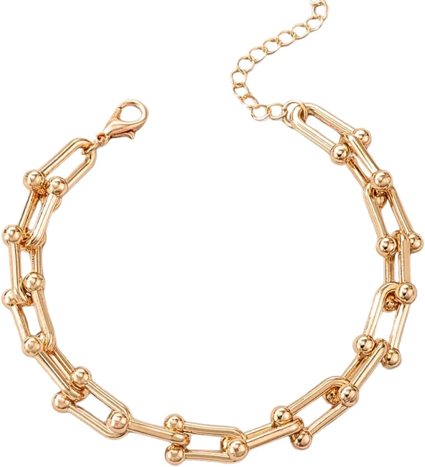 QueenBee 10K Gold & 925 Sterling Silver Paperclip Chain Bracelet for Women ?C Adjustable, Hypoallergenic, Non-Tarnish Everyday Jewelry | Trendy Gold & Silver Bracelet Gift for Birthdays, Valentine??s & Mother??s Day. Clearance