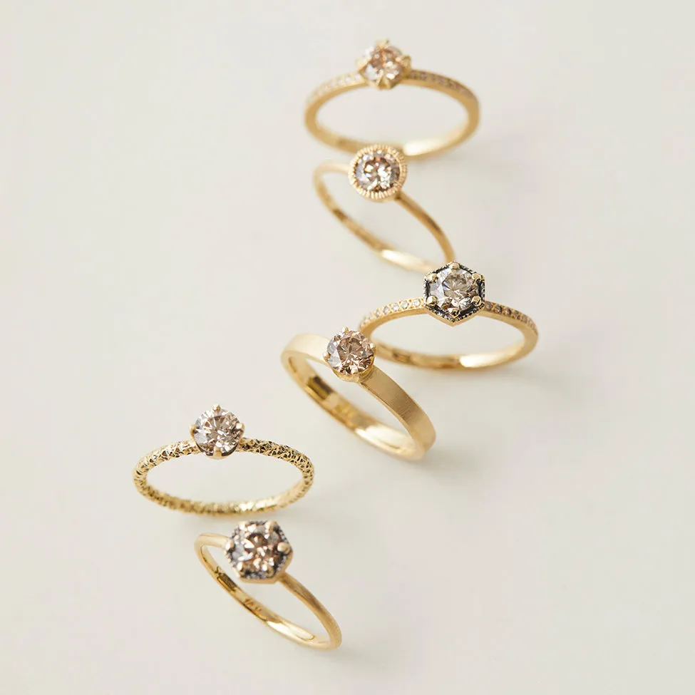 R9006BR | 5mm Brown Diamond Homespun Solitaire Ring