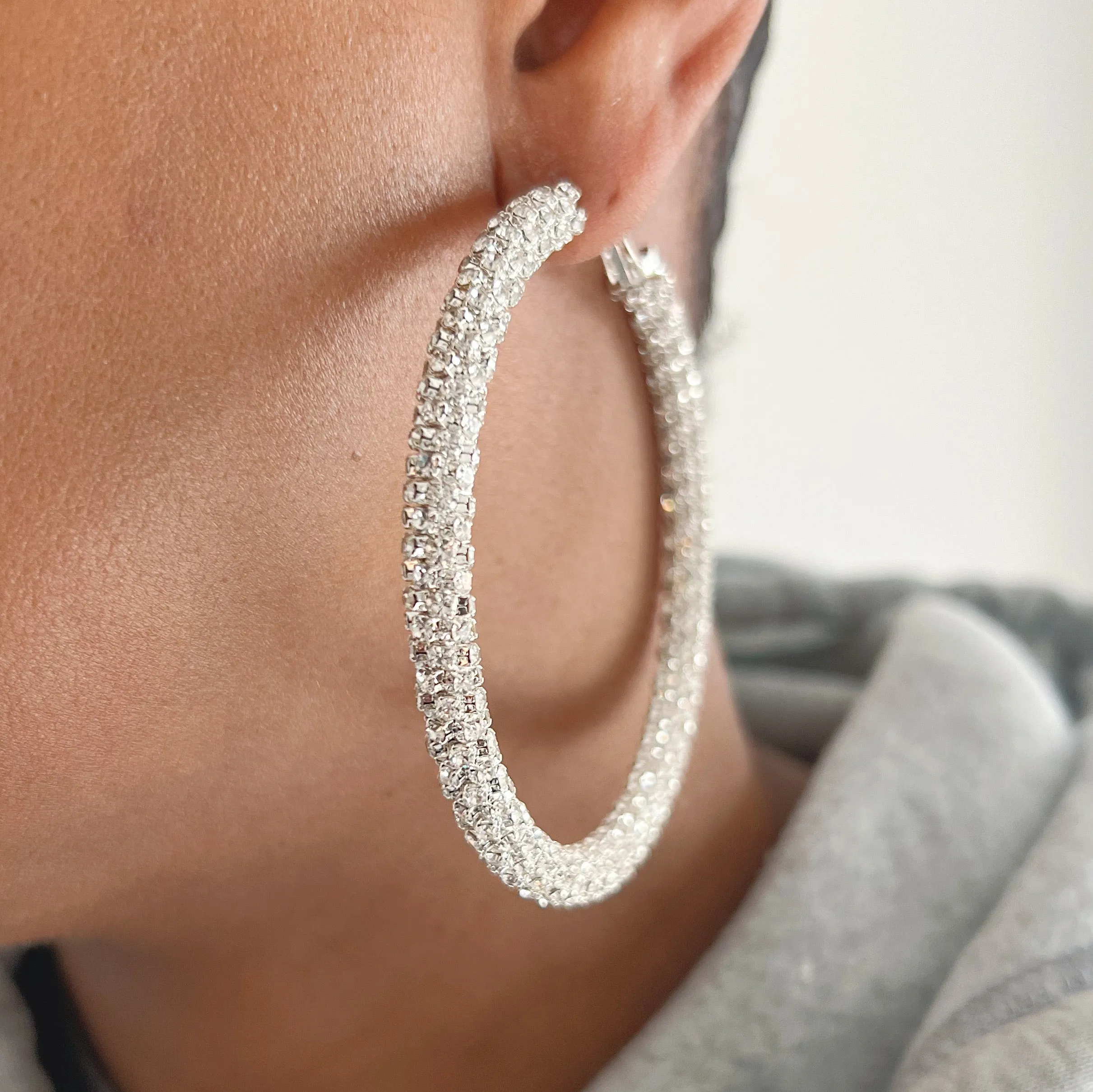 Rhinestone Hoop Earrings