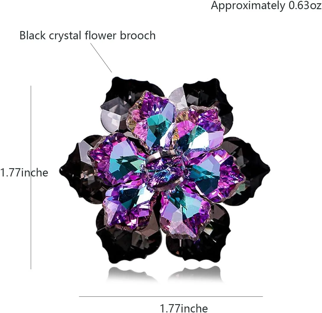 Rhinestone Sunflower Brooch Pin for Women Red Black Purple Large Flower Brooch Snowflake Brooch Marquise Wreath Brooches Jewelry