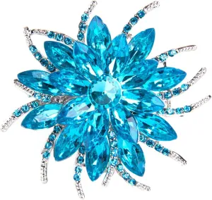 Rhinestone Sunflower Brooch Pin for Women Red Black Purple Large Flower Brooch Snowflake Brooch Marquise Wreath Brooches Jewelry