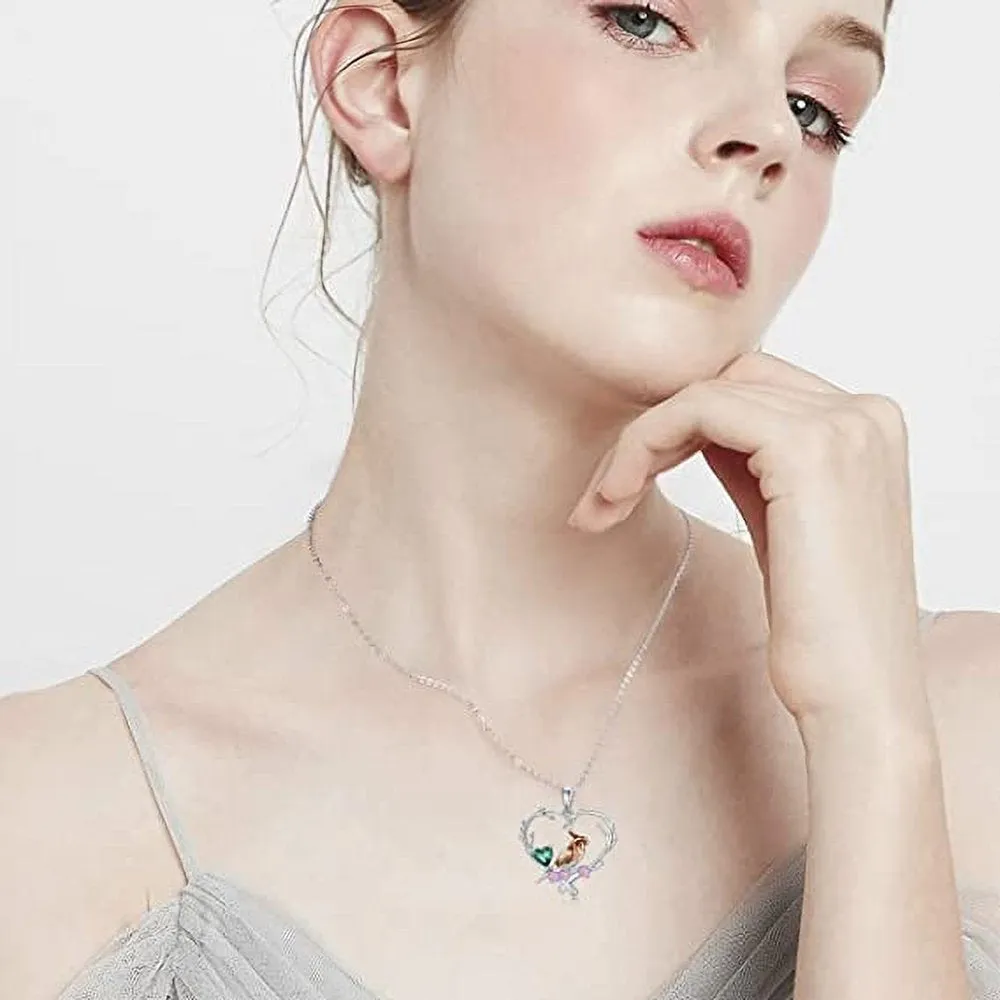 Robin Bird Pendant Necklace 925 Sterling Silver Cute Bird Necklace Anniversary Jewelry Gifts for Women Girls Friend Mom Birthday