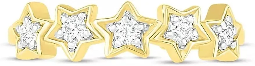 Round Cut White Diamond 14K Yellow Gold Finish Diamond 5-Star Toe Ring for Women's