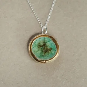 Round Emerald Reef Sterling Silver Pendant Large