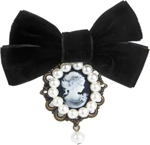Safety Cameo Brooch Velvet Bow Pearl Brooch Pins,Vintage Red Women's Victorian Cameo Brooch Bow Ties,Pearl Brooch Pins Shawl Clips for Teen Girls Gifts