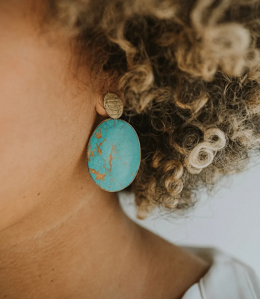 Sandhya Reconstituted Stone Drop Earrings - Turquoise