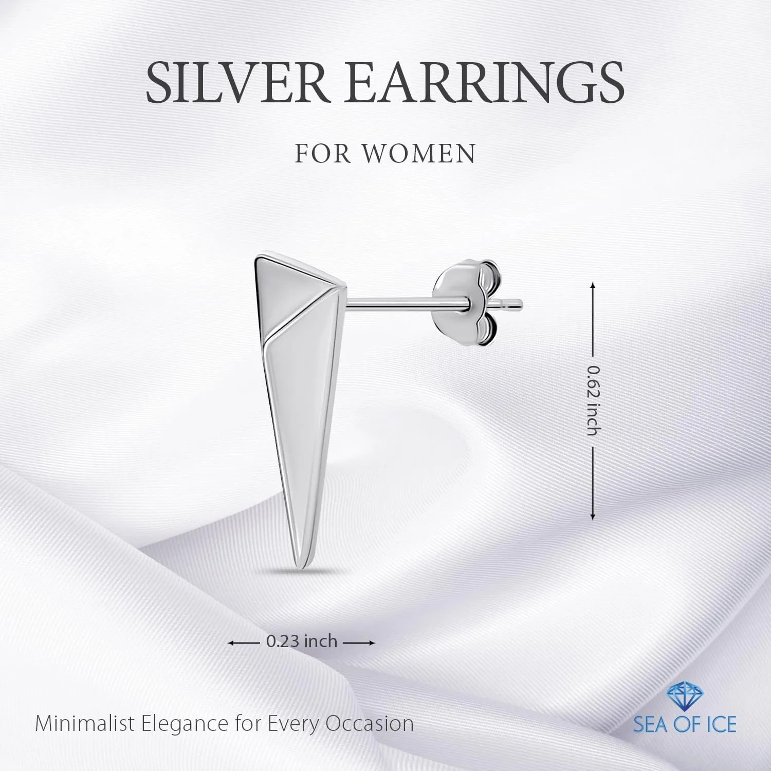 Sea of Ice Sterling Silver Polish Finished Water Drop Dangle, Mini Bar, Triangle, Infinity Minimalist Stud Earrings for Women - Elegant Sterling Silver Earrings for Women ?C Nickel-Free