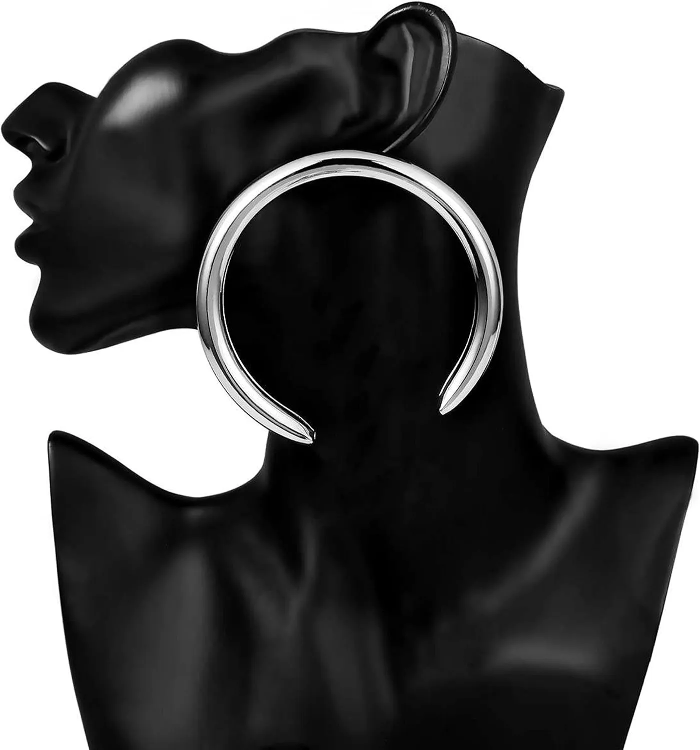 Silver,Gold Open Hoop Lightweight C Shape Chunky Hoop/Stud Earrings for Women. Large and Small Sizes.