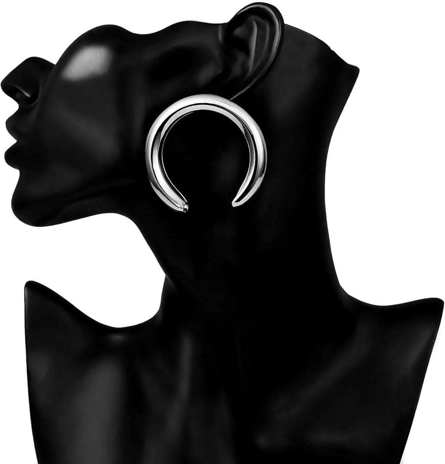 Silver,Gold Open Hoop Lightweight C Shape Chunky Hoop/Stud Earrings for Women. Large and Small Sizes.