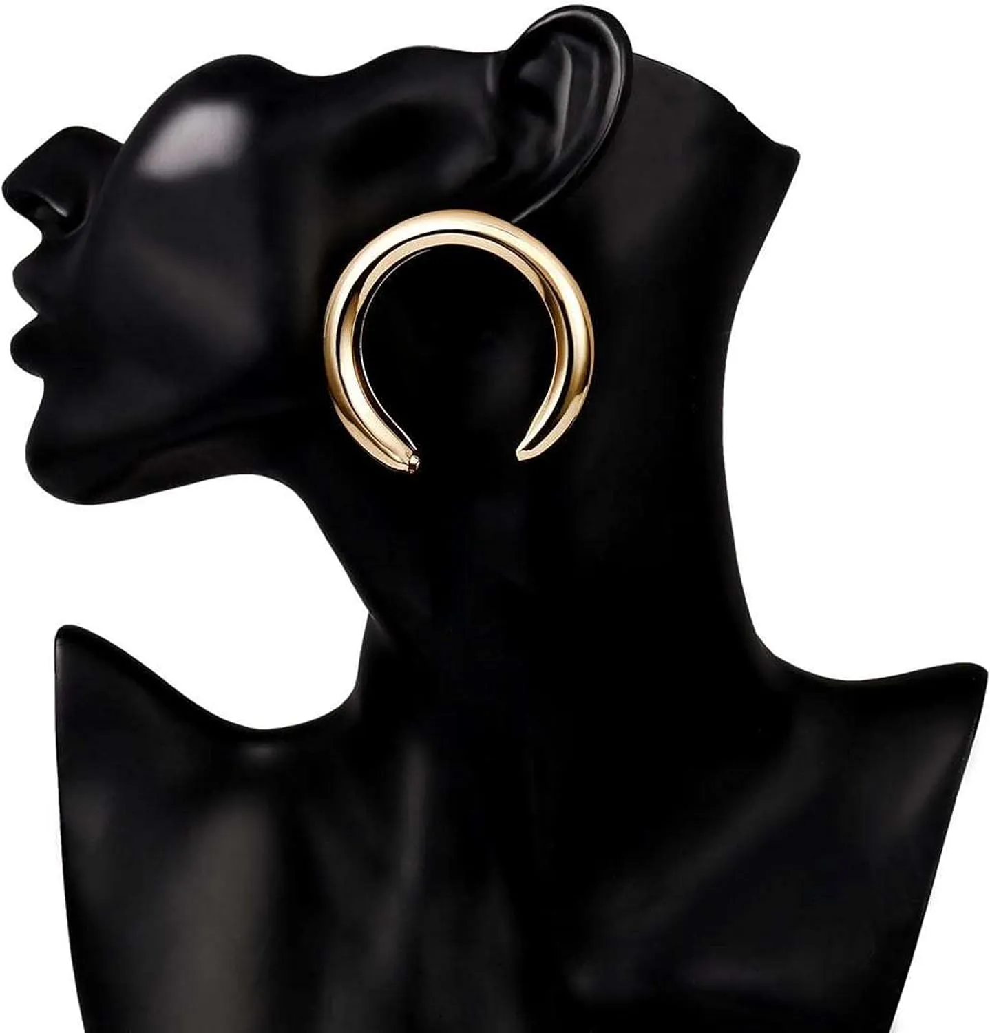 Silver,Gold Open Hoop Lightweight C Shape Chunky Hoop/Stud Earrings for Women. Large and Small Sizes.